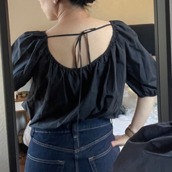 Theory black Puff Sleeve tie back shirt (Size S) - Picture 3 of 5